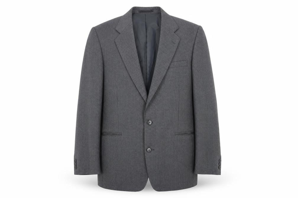 Front view of C&A Men's Grey Long Striped Blazer -, size 42L
