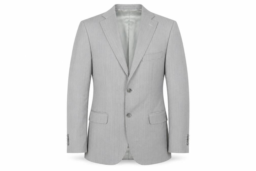 Front view of Antich England Men's Grey Wool Blazer, size 38R