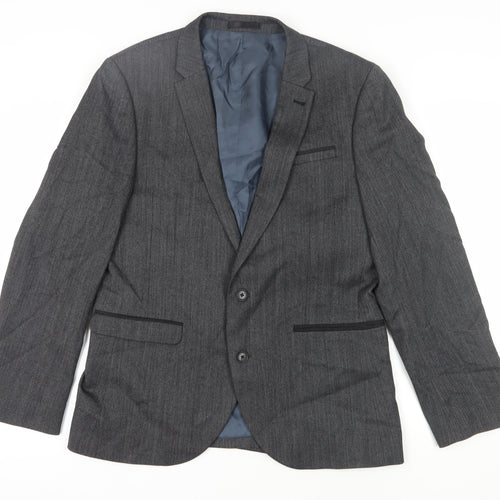 Next Men's Grey 42R Suit Jacket Single-Breasted