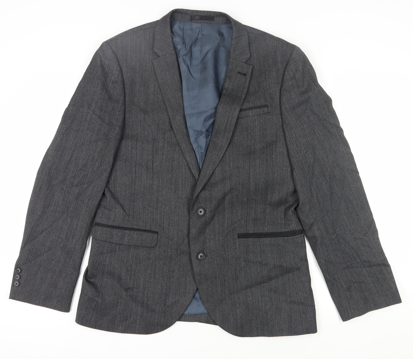 Next Men's Grey 42R Suit Jacket Single-Breasted