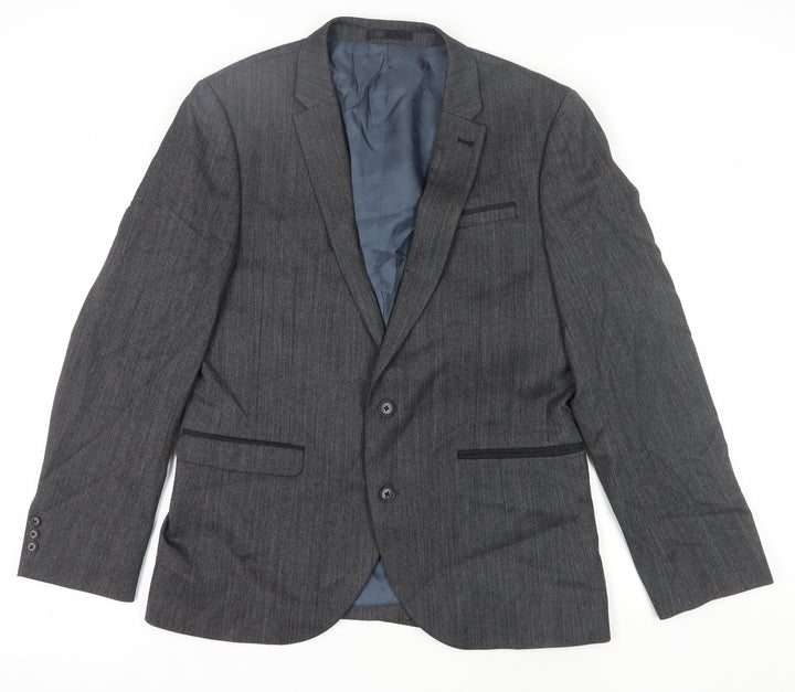 Next Men's Grey 42R Suit Jacket Single-Breasted