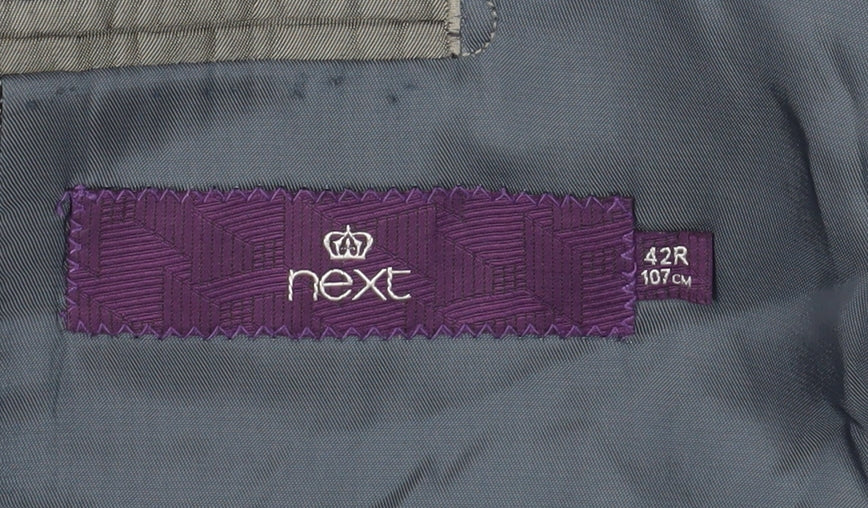 Next Men's Grey 42R Suit Jacket Single-Breasted
