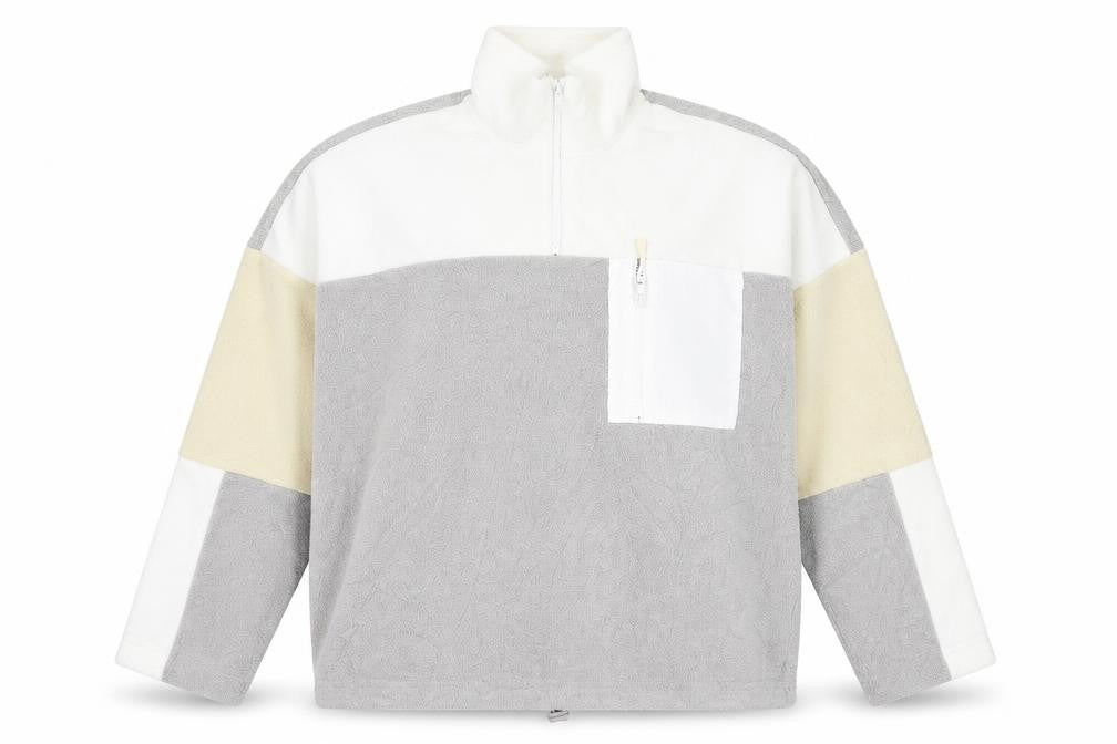 Front view of Monki Women's Grey Colourblock XS Pullover Sweatshirt