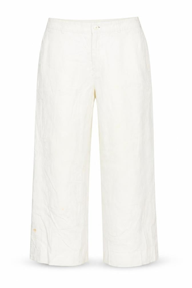 Front view of Gap Women's White Linen Wide-Leg Trousers, size 4