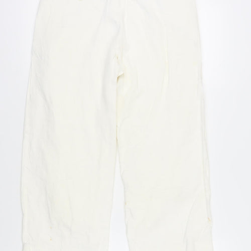 Gap Women's White Linen Wide-Leg Trousers, Size 4