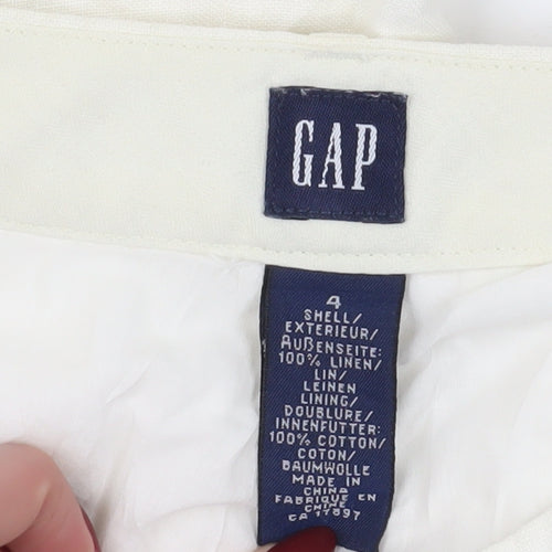 Gap Women's White Linen Wide-Leg Trousers, Size 4