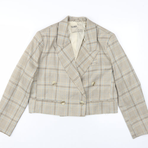 Pull & Bear Women's Beige Check Blazer L