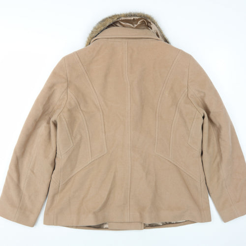 Precis Women's Beige Faux Fur Lined Pea Coat Size 18