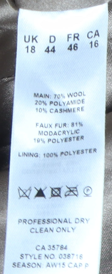 Precis Women's Beige Faux Fur Lined Pea Coat Size 18
