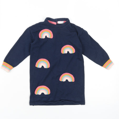 Next Girls Baby Rainbow Knit Dress Blue 12-18 Months