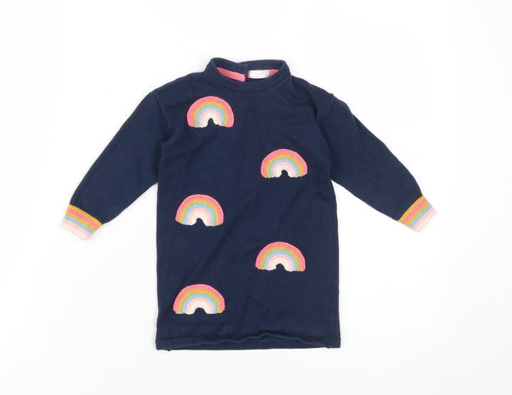 Next Girls Baby Rainbow Knit Dress Blue 12-18 Months