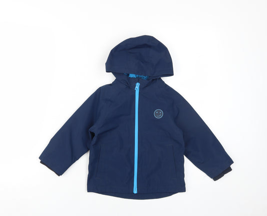 Next Boys Blue Rain Coat 2-3 Years with Hood and Zip