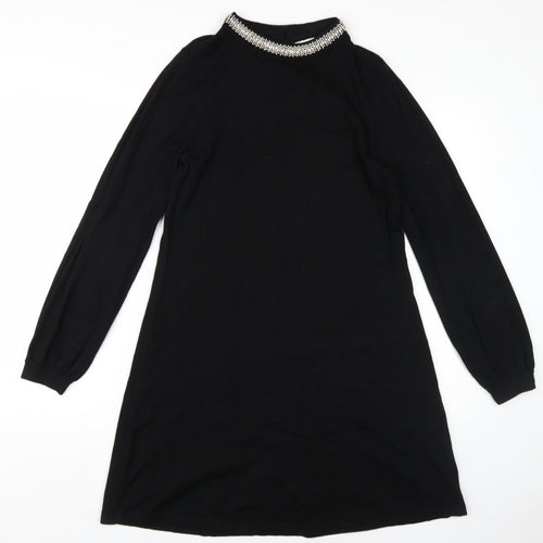 Warehouse Women's Black Beaded Shift Dress, Size 14