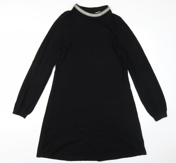 Warehouse Women's Black Beaded Shift Dress, Size 14
