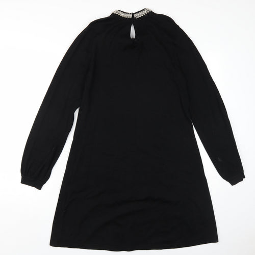 Warehouse Women's Black Beaded Shift Dress, Size 14