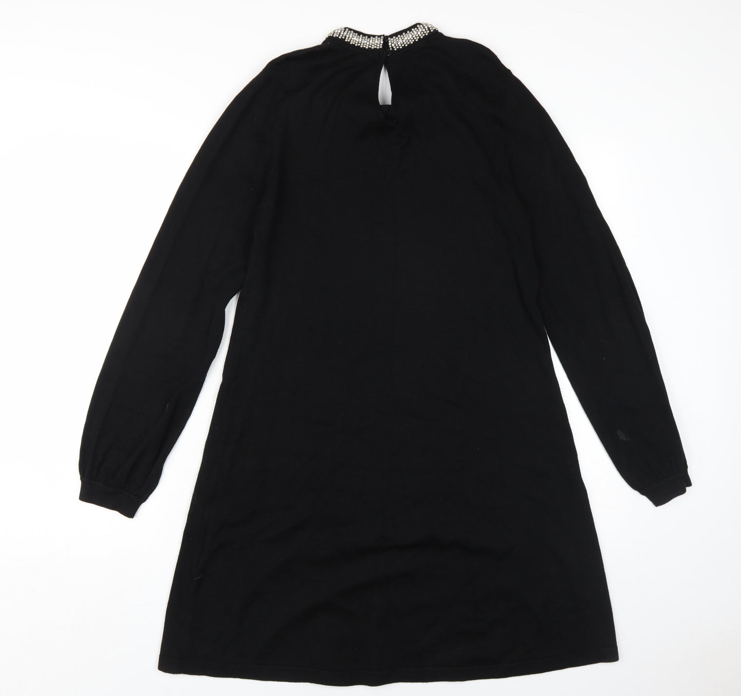 Warehouse Women's Black Beaded Shift Dress, Size 14