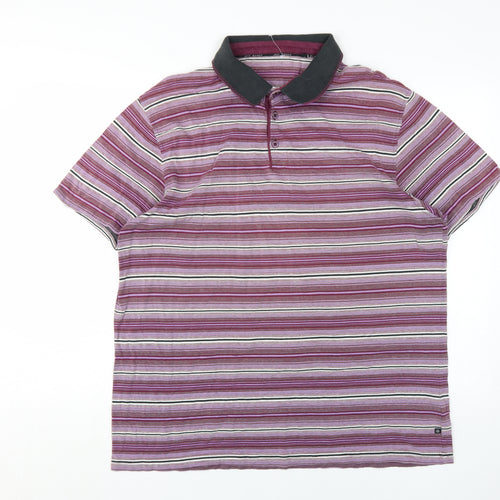 Jeff Banks Men's Multicoloured Striped Polo Shirt - Large