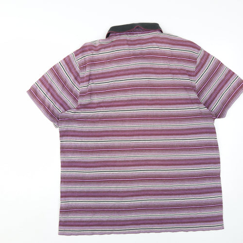 Jeff Banks Men's Multicoloured Striped Polo Shirt - Large