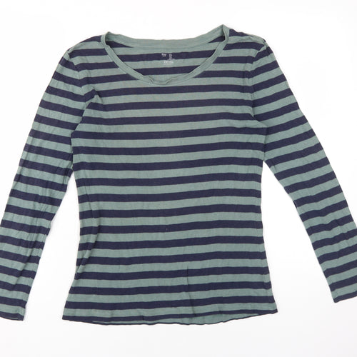 Gap Women's Blue Striped Long Sleeve Jersey T-Shirt, L