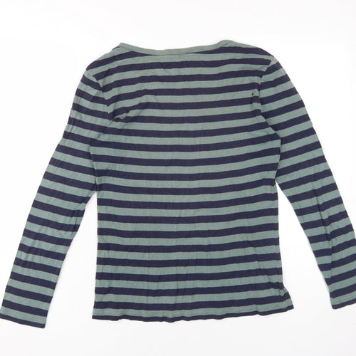Gap Women's Blue Striped Long Sleeve Jersey T-Shirt, L