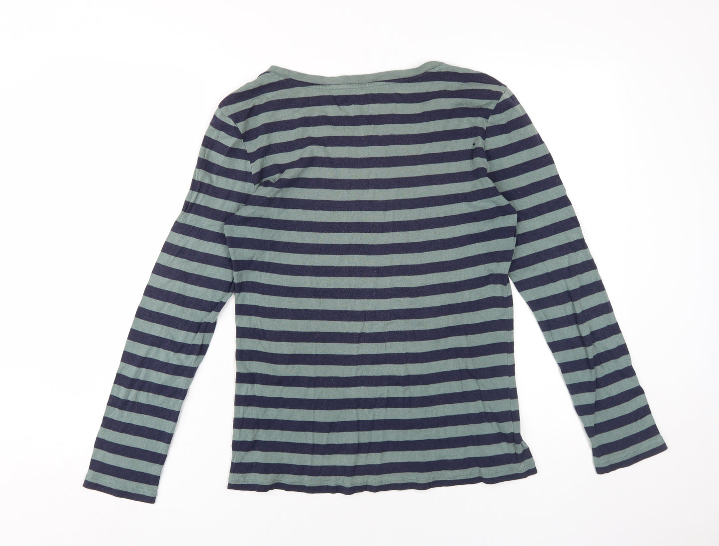 Gap Women's Blue Striped Long Sleeve Jersey T-Shirt, L