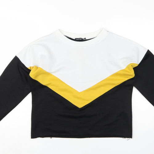 Boohoo Women's Black Gold Colourblock Sweatshirt Size 10