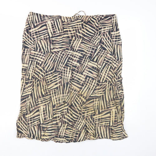 Casual Club Women's Beige Black Geometric Skirt Size 18