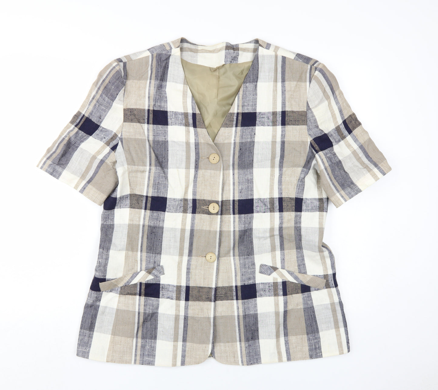 C&A Women's Multicoloured Blazer Size 16 Plaid Casual