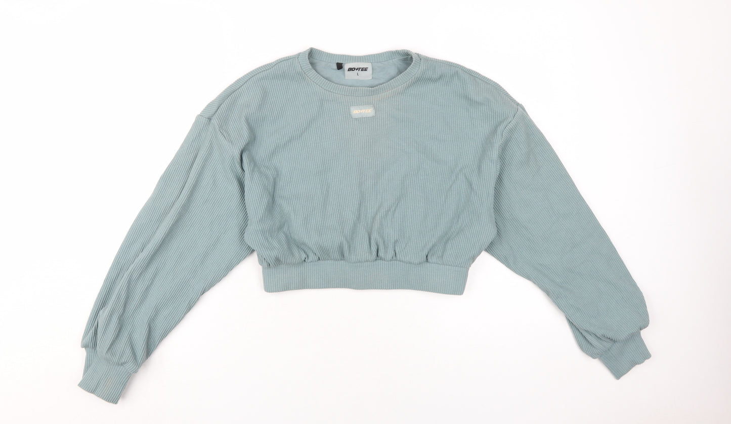 BO+TEE Womens Blue Pullover Sweatshirt L