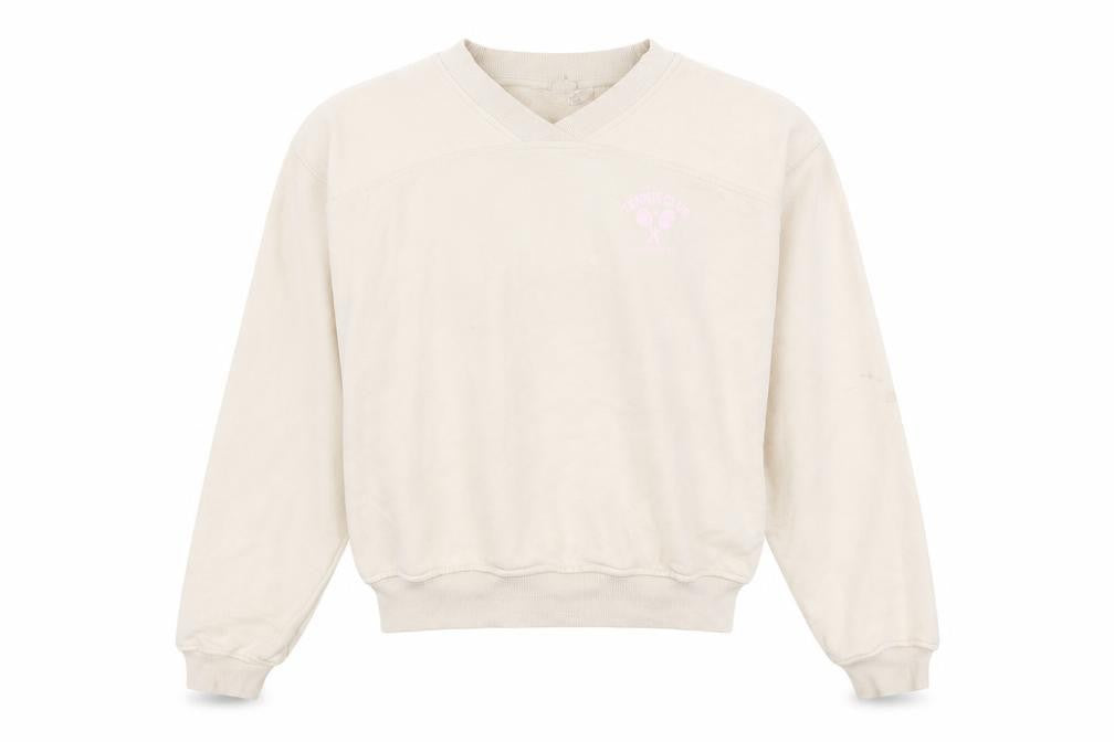 Front view of H&M Women's Beige Pullover Sweatshirt -, size S