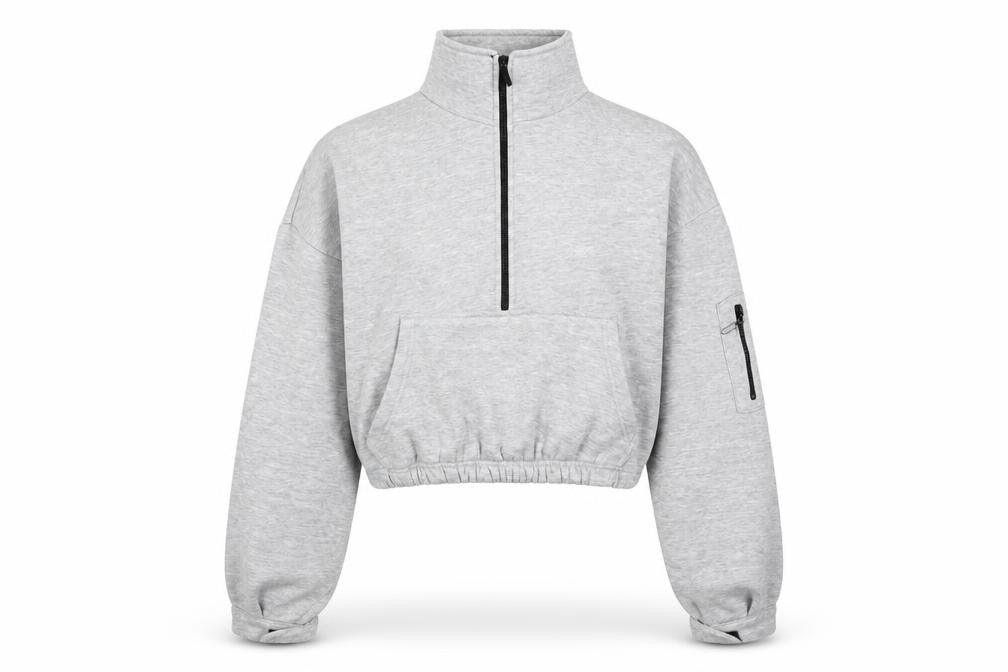 Front view of PRETTYLITTLETHING Women's Grey Pullover Sweatshirt S