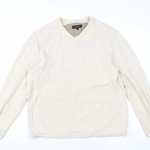 Next Men's Beige Pullover Sweatshirt L Long Sleeve