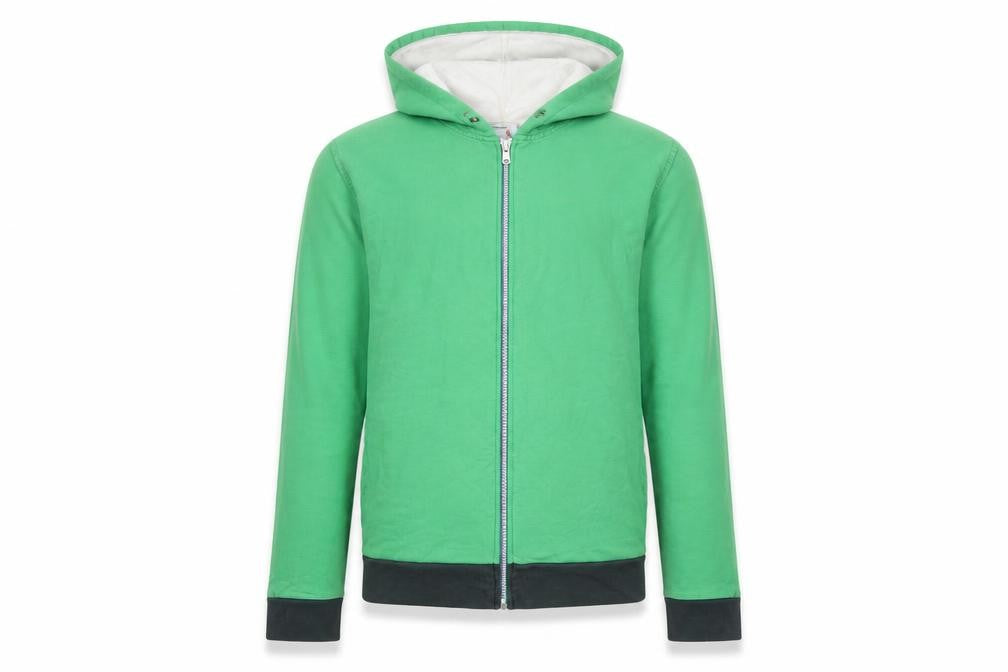 Front view of Topman Men's Green Full Zip Hoodie S
