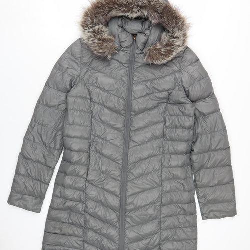 Peace Love Chill Women's Grey Puffer Jacket Coat M