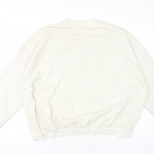 Bershka Ivory Unisex Sweatshirt M Pullover Knit Crew Neck