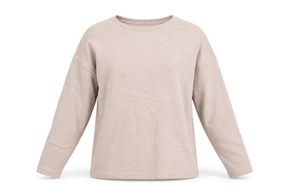Front view of Pull&Bear Women Beige S Crew Neck Pullover Sweatshirt