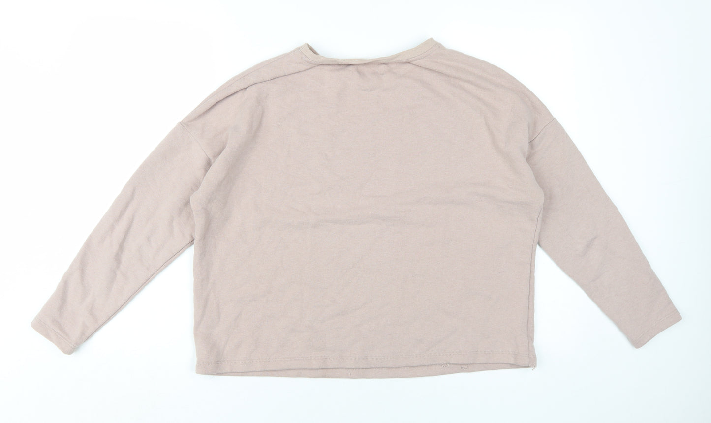 Pull & Bear Women Beige S Crew Neck Pullover Sweatshirt