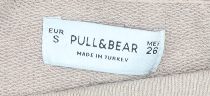 Pull & Bear Women Beige S Crew Neck Pullover Sweatshirt