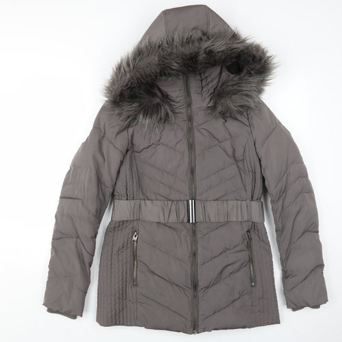 Wallis Women's Grey Puffer Jacket Size S Hooded