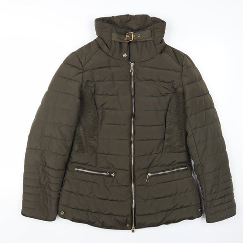 CKN Women's Green Puffer Jacket UK 10 Belted Casual