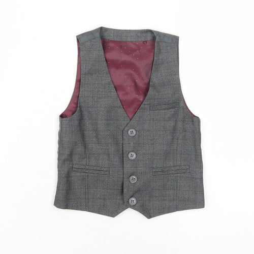 Next Boys Grey Check Suit Waistcoat 3 Years Formal