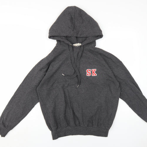 H&M Women's Grey Hoodie, Size 8, Graphic Logo