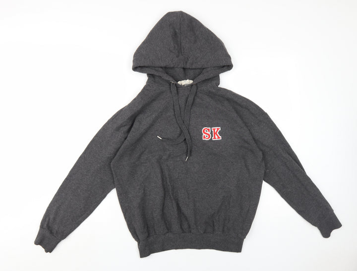H&M Women's Grey Hoodie, Size 8, Graphic Logo