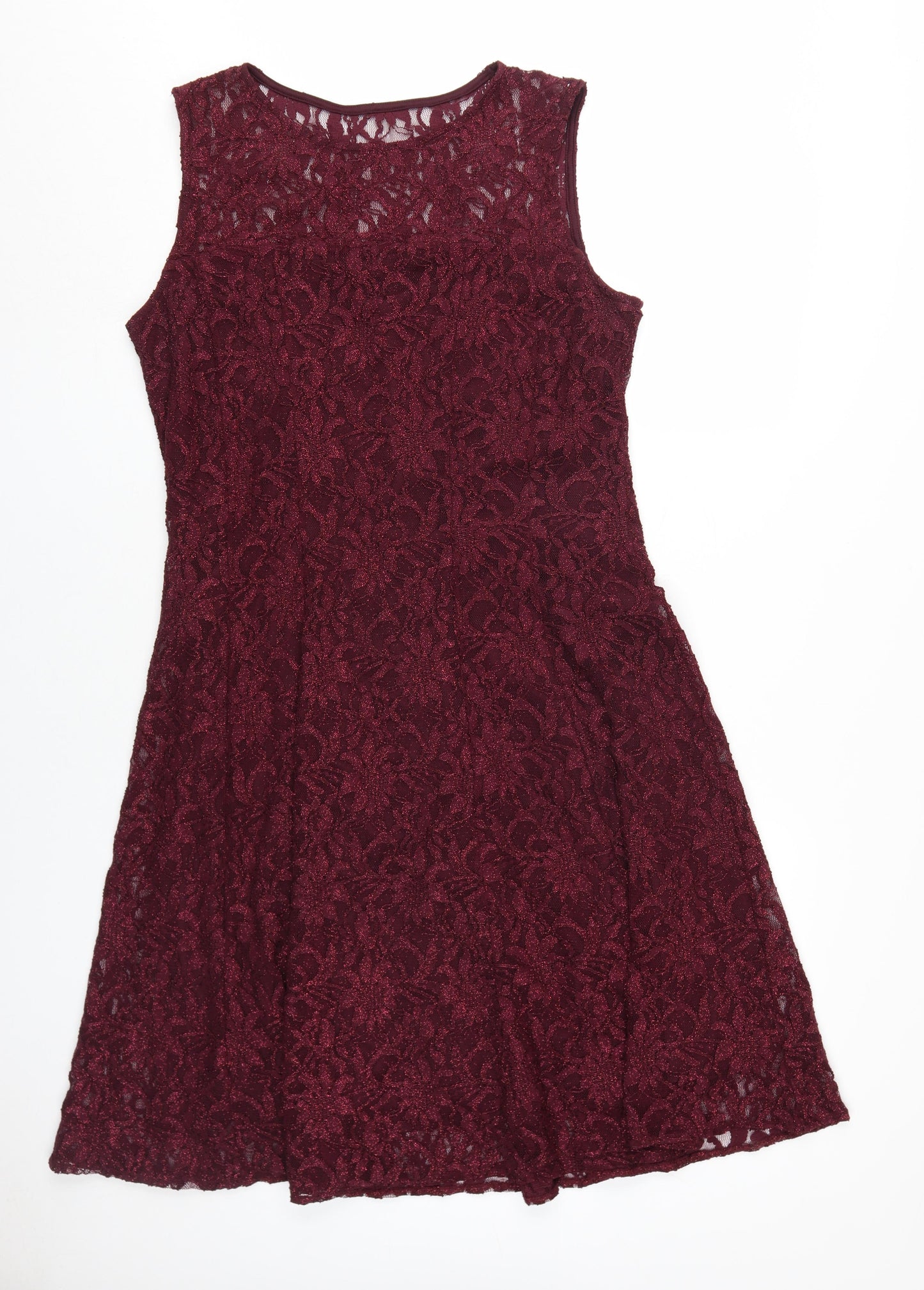 Roman Women's Red Lace A-Line Dress Size 16