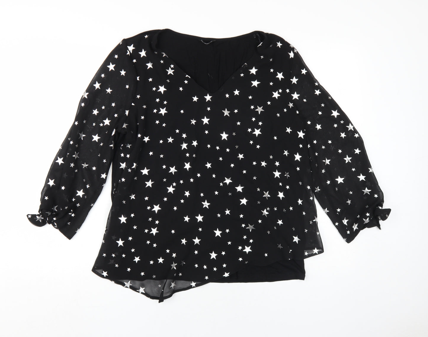 Roman Women's Black Star 3/4 Sleeve Blouse Size 14