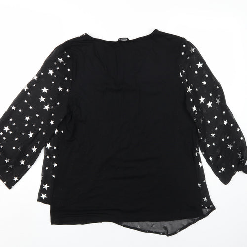 Roman Women's Black Star 3/4 Sleeve Blouse Size 14