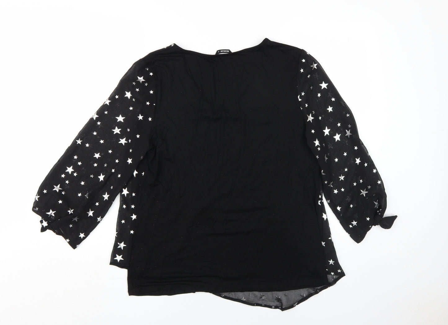 Roman Women's Black Star 3/4 Sleeve Blouse Size 14