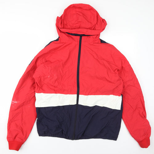 Pull&Bear Men's Red Windbreaker Jacket Size L