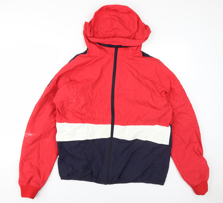 Pull&Bear Men's Red Windbreaker Jacket Size L