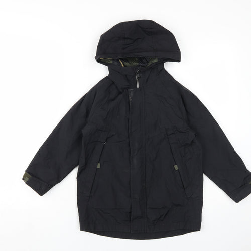 Zara Boys Black Parka Jacket with Hood, Size S
